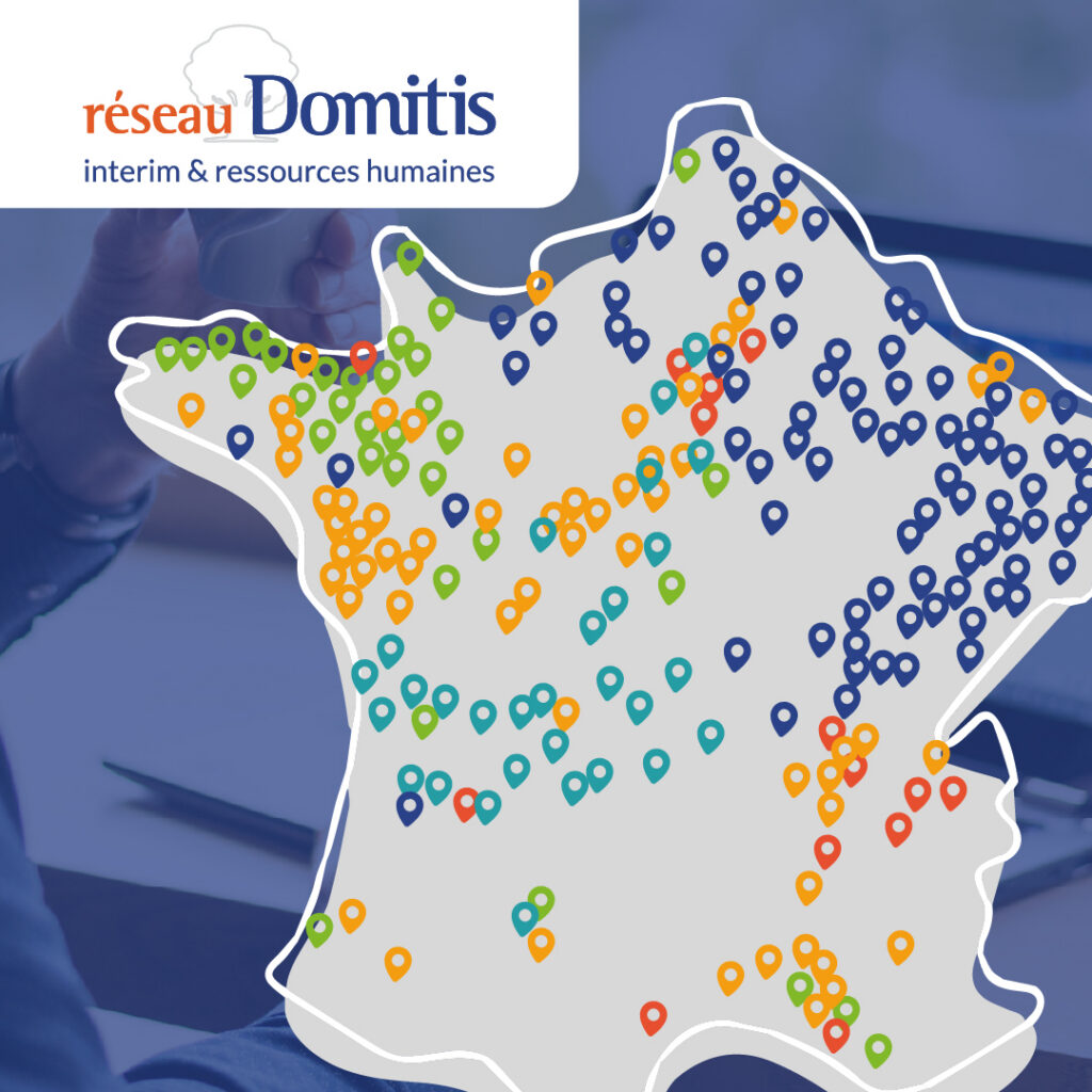 Carte de France avec les implantations du réseau Domitis