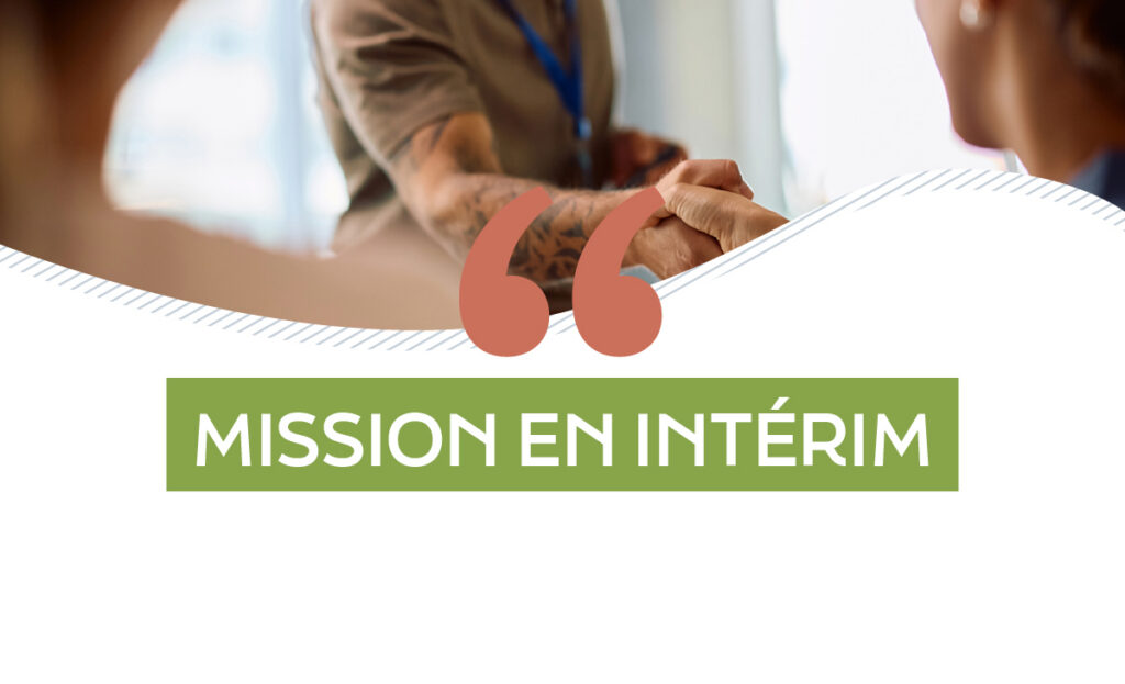 Poignée de main avec le texte Mission en intérim